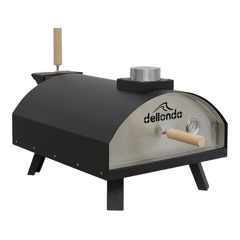 Dellonda Portable Wood-Fired 14" Pizza Oven and Smoking Oven Black/Stainless Steel Dellonda  - Dynamic Drive