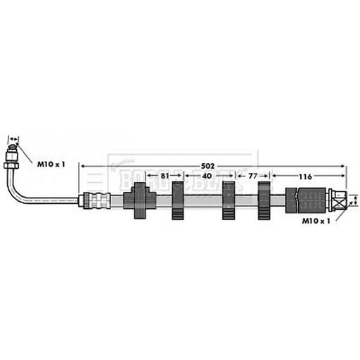 Borg & Beck Brake Hydraulic Hose Line Front Left BBH6833