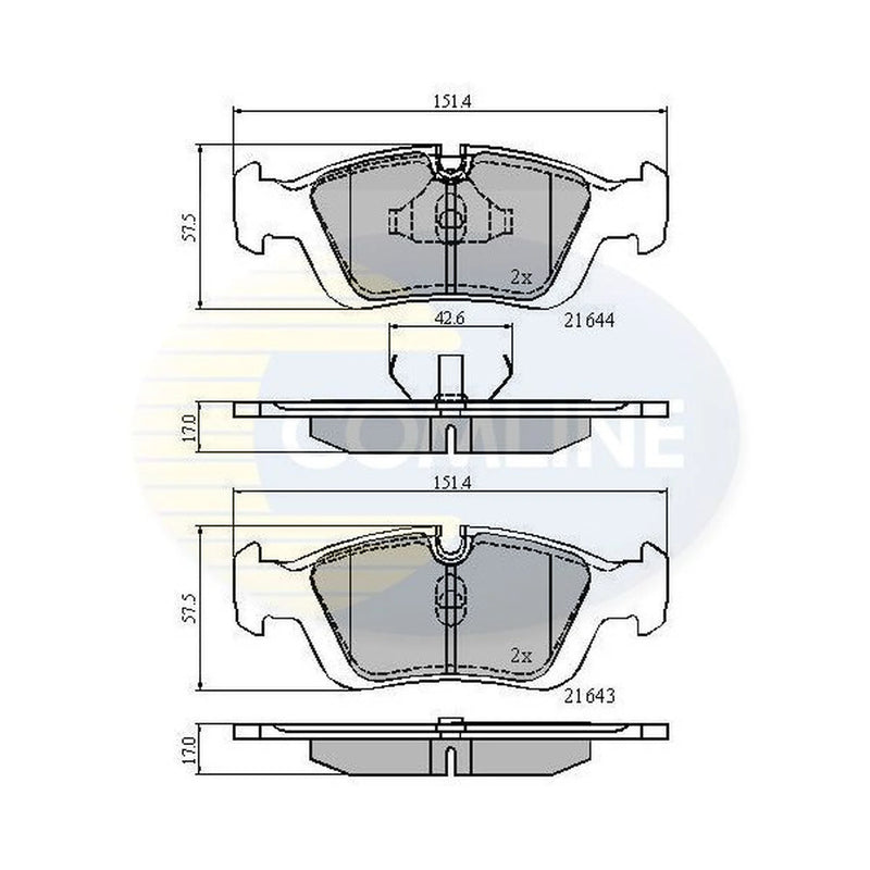 Comline 4 x Front Brake Pad Set fits BMW 3 1990-2007