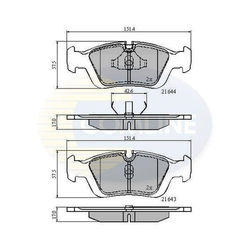 Comline 4 x Front Brake Pad Set fits BMW 3 1990-2007