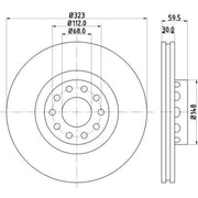 Mintex Front Brake Externally Vented Discs & Pads fits VW Phaeton 2002-2005 3.2
