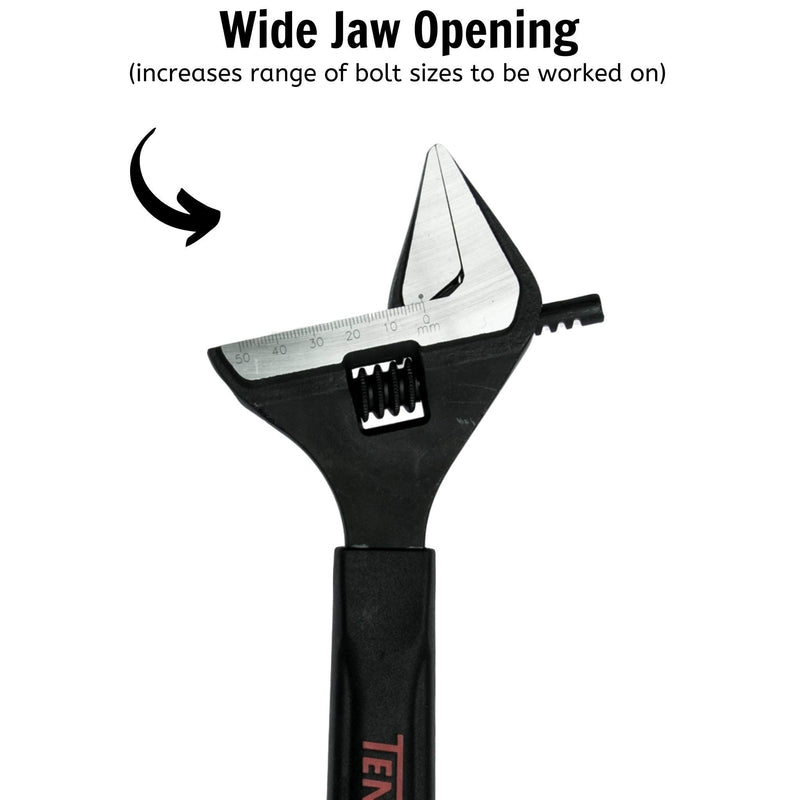 Teng Tools Adjustable Wrench Wide Jaw 250mm Teng Tools - Dynamic Drive