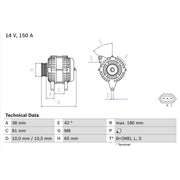 Bosch Car Alternator 12V 0 986 081 960