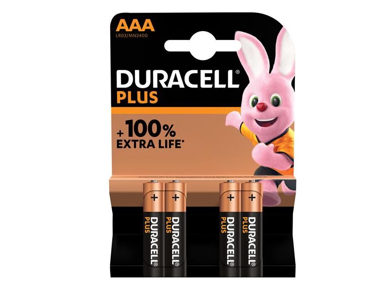 Duracell AAA Cell Plus Power +100% Batteries (Pack 4) Duracell - NN4 Online