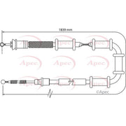 Apec Handbrake Cable Left Rear fits Fiat Doblo Cargo 2010-2023 1.3 1.4 1.6 2.0