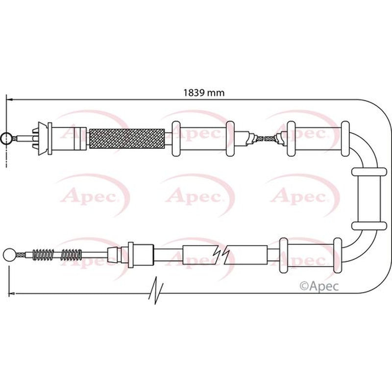 Apec Handbrake Cable Left Rear fits Fiat Doblo Cargo 2010-2023 1.3 1.4 1.6 2.0