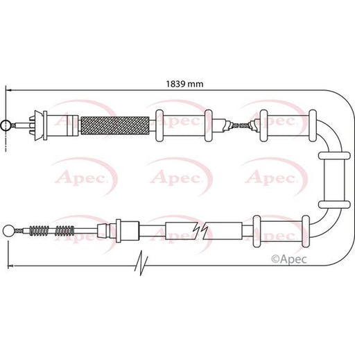 Apec Handbrake Cable Left Rear fits Fiat Doblo Cargo 2010-2023 1.3 1.4 1.6 2.0