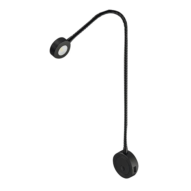 Hafele LED Flexible Reading Light 12V with USB – Black
