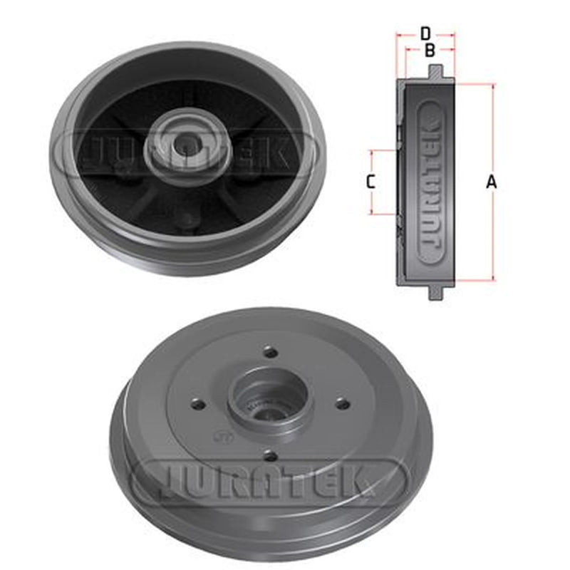 Juratek Brake Drum Assembly Rear fits Citroën C2 2003-2012 1.1 1.4