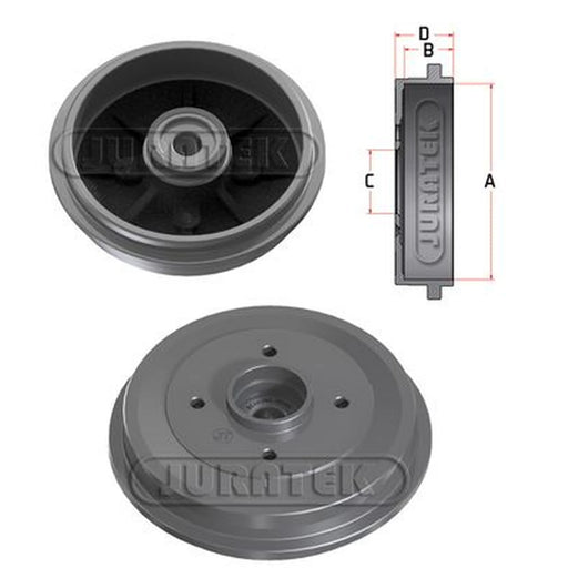 Juratek Brake Drum Assembly Rear fits Citroën C2 2003-2012 1.1 1.4