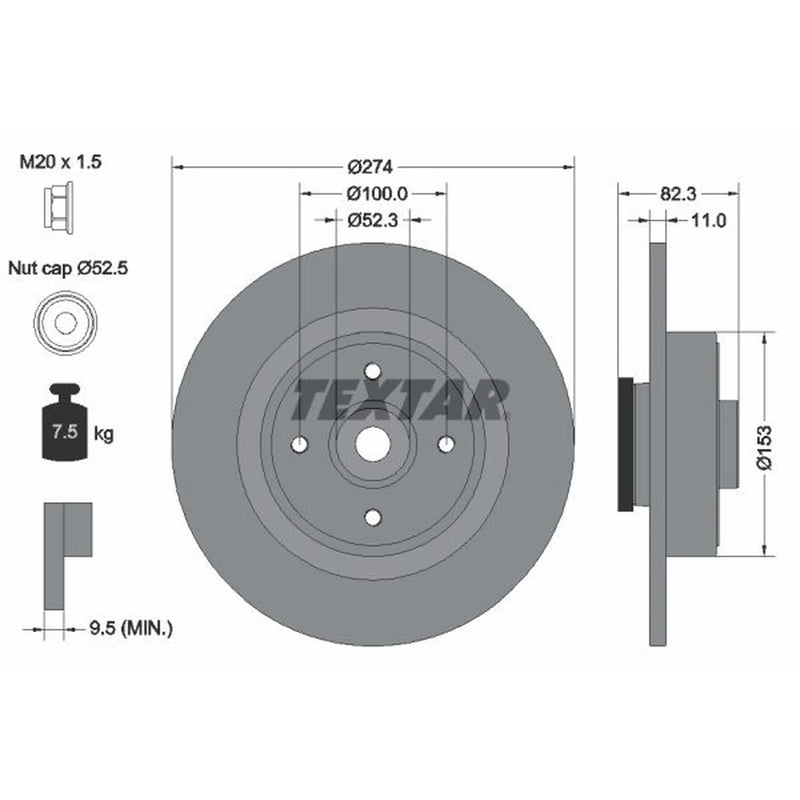 Textar 2 x Rear Brake Discs 92141403-x2