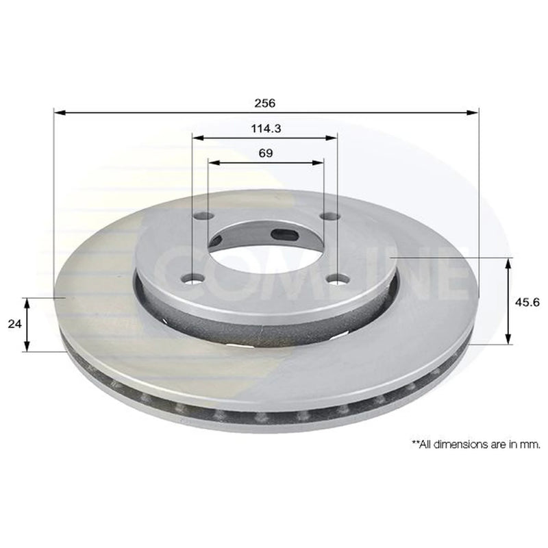 Comline Front Brake Discs & Pads fits Mitsubishi Colt VI 2004-2012 1.1 1.3 1.5