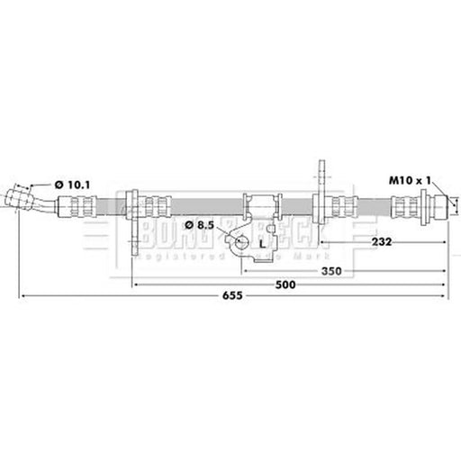 Borg & Beck Brake Hydraulic Hose Line Front Left BBH6198