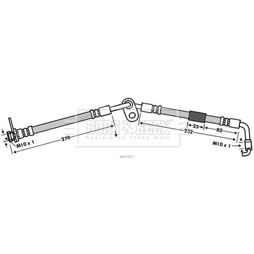 Borg & Beck Brake Hydraulic Hose Line Front Right BBH7817