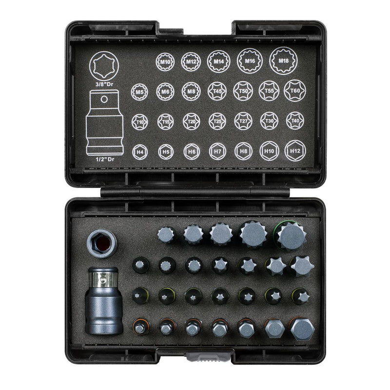 Sealey TRX-Star*/Hex/Spline Bit Set Impact 28pc 3/8" & 1/2"Sq Drive AK21902 Sealey - Dynamic Drive