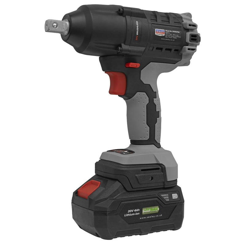 Premier SV20 Series 1/2"Sq Drive Brushless Cordless Impact Wrench 20V Body Only Sealey Premier - Dynamic Drive