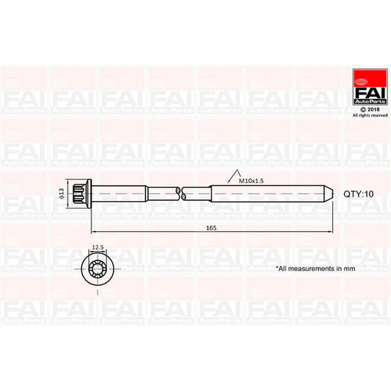 FAI Cylinder Head Bolt Set M10 x 1.5 fits Mercedes-Benz C-Class 2002-2014