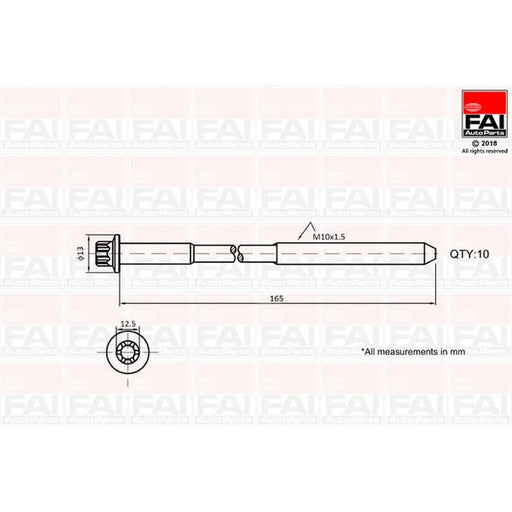 FAI Cylinder Head Bolt Set M10 x 1.5 fits Mercedes-Benz C-Class 2002-2014