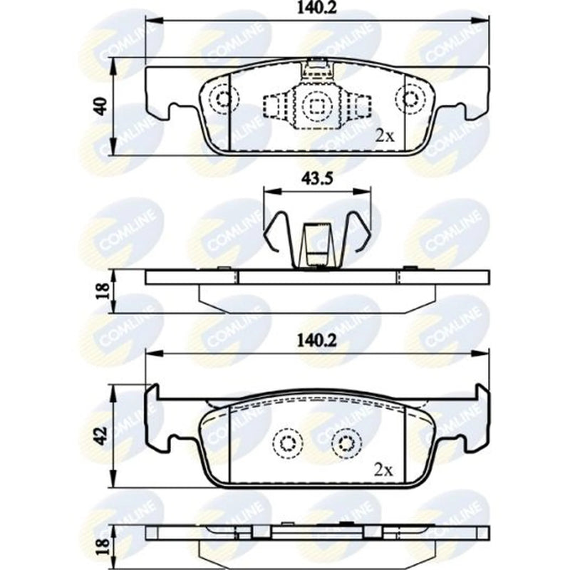 Comline 4 x Front Brake Pad Set fits Dacia Logan II 2012-2013 1.2 1.5 1.6