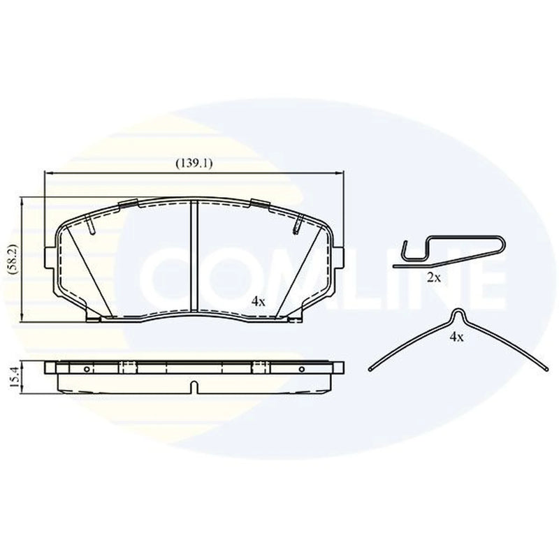 Comline 4 x Front Brake Pad Set fits Mitsubishi Eclipse Cross 2017 on 1.5