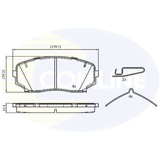 Comline 4 x Front Brake Pad Set fits Mitsubishi Eclipse Cross 2017 on 1.5