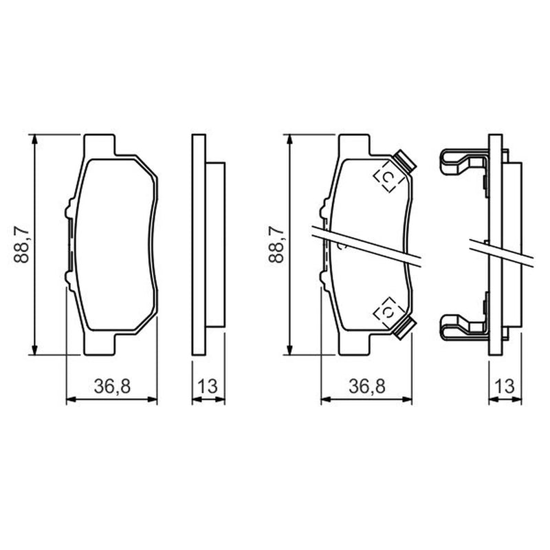 Bosch Front & Rear Pads fits Honda Jazz III 2008-2015 1.2 1.3 1.4