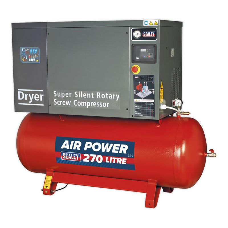 Sealey Screw Air Compressor 270L 10hp 3ph Low Noise with Dryer SSC12710D Sealey - Dynamic Drive