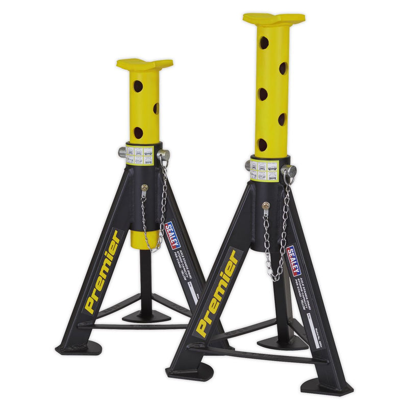 Sealey AXLe Stands (Pair) 6 Tonne Capacity per Stand Yellow AS6Y Sealey - Dynamic Drive
