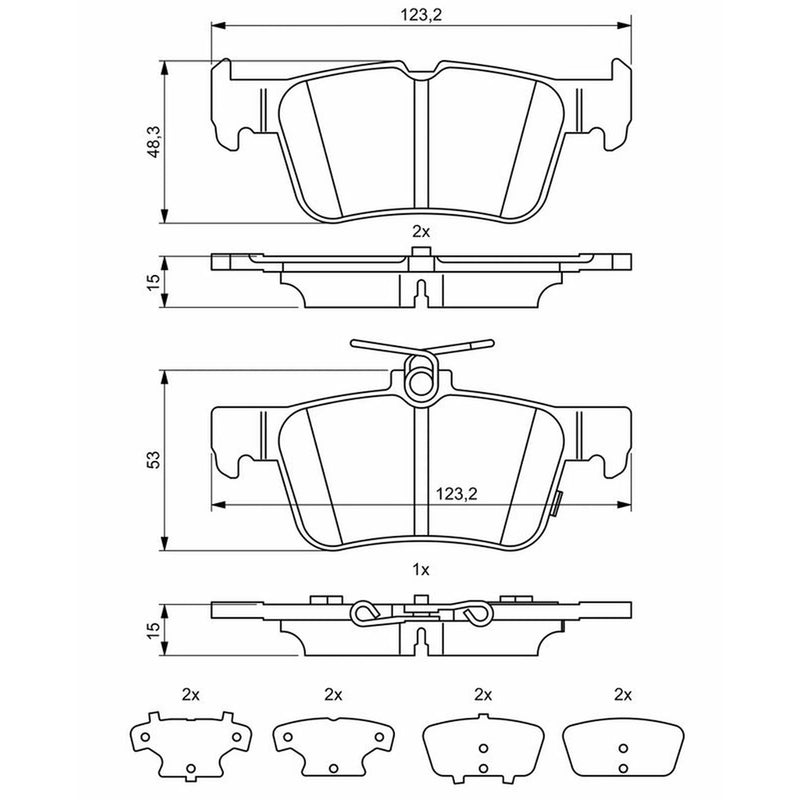 Bosch Front & Rear Pads fits Ford Kuga II 2012-2019 1.5 1.6 2.0