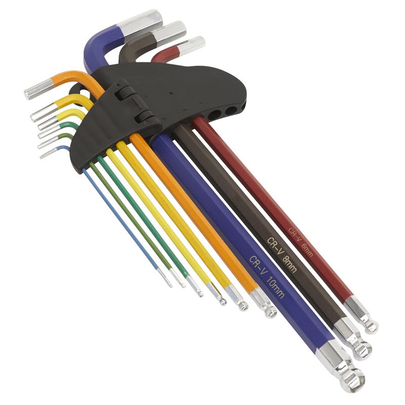 Sealey TWIN PACK EXTRA LONG Ball-End Allen Hex Key & TORX TRX Star Set Coloured Sealey  - Dynamic Drive