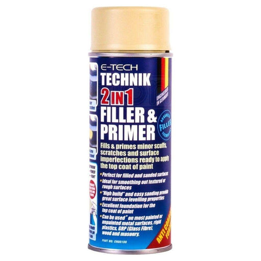 3x E-Tech Technik 2-in-1 Filler & Primer Car Body Repair Paint Undercoat 400ml Can E-Tech - NN4 Online 