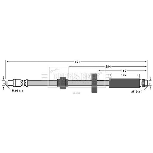 Borg & Beck Brake Hydraulic Hose Line Front Right BBH7562