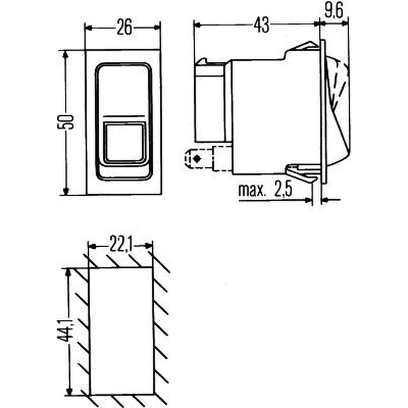 Hella Hazard Warning Light Switch 8 Connectors