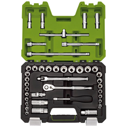 Draper Expert MM/AF Combined Socket Set, 3/8" Sq. Dr., Green (41 Piece) Draper - Dynamic Drive