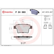 Brembo 4 x Rear Brake Pad Set fits Ford Mondeo 2000-2007 1.8 2.0 2.2 2.5 3.0