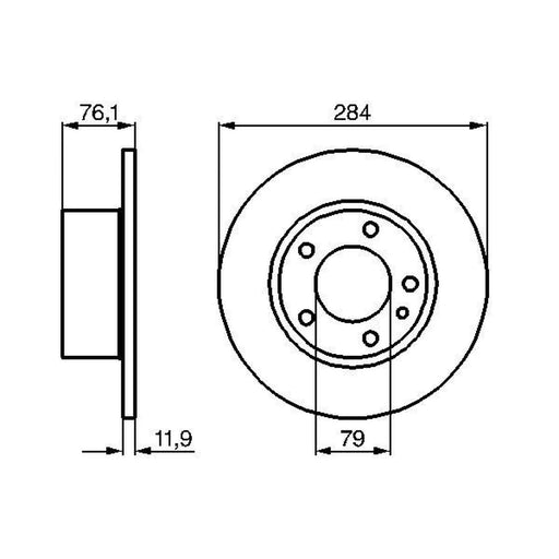 Bosch 2 x Solid Brake Discs fits BMW 5 1981-1987