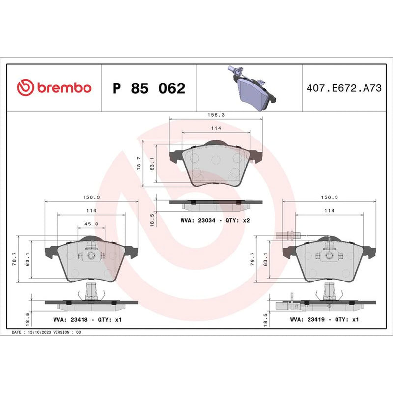 Brembo 4 x Front Brake Pad Set fits Ford Galaxy 1996-2006 1.9 2.0 2.3