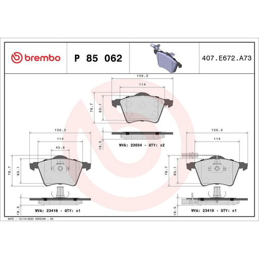 Brembo 4 x Front Brake Pad Set fits Ford Galaxy 1996-2006 1.9 2.0 2.3