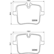 Brembo 4 x Rear Brake Pad Set fits Alpina B7 2016-2017