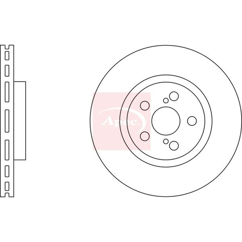 Apec 2 x Vented Brake Discs fits Toyota Avensis 2003-2008 2.0 2.4