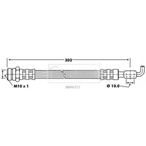 Borg & Beck Brake Hydraulic Hose Line Front Right BBH6373