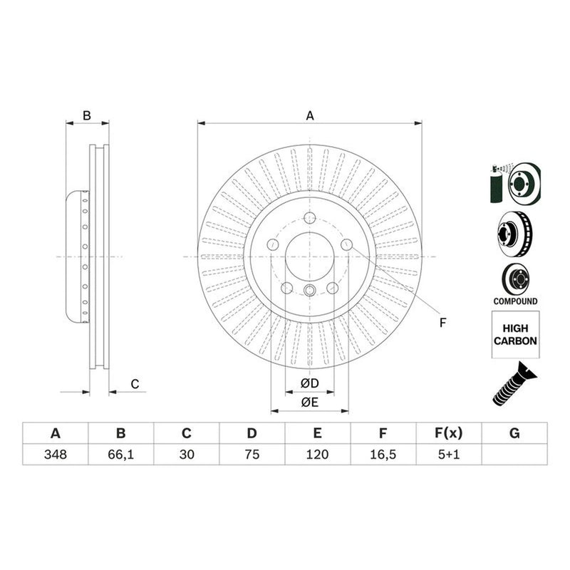 Bosch 2 x Vented Brake Discs