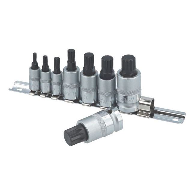 Laser Spline Socket Bit Set 1/4"D, 3/8"D, & 1/2"D 8pc 3266 Laser - Dynamic Drive