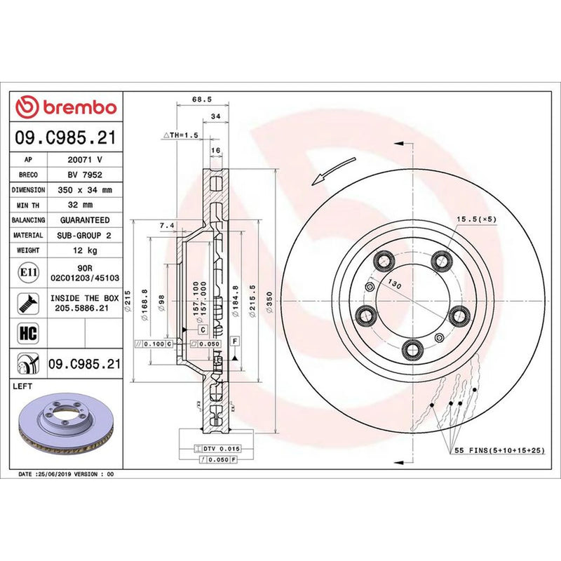 Brembo Front Brake Discs & Pads fits Porsche Cayenne 2017-2023 2.9 3.0 4.0