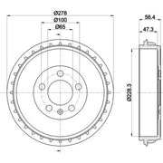 Mintex Brake Drum Assembly Rear fits Audi A1 2018 on