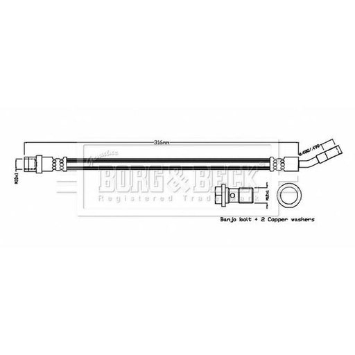 Borg & Beck Brake Hydraulic Hose Line Rear Right BBH8865