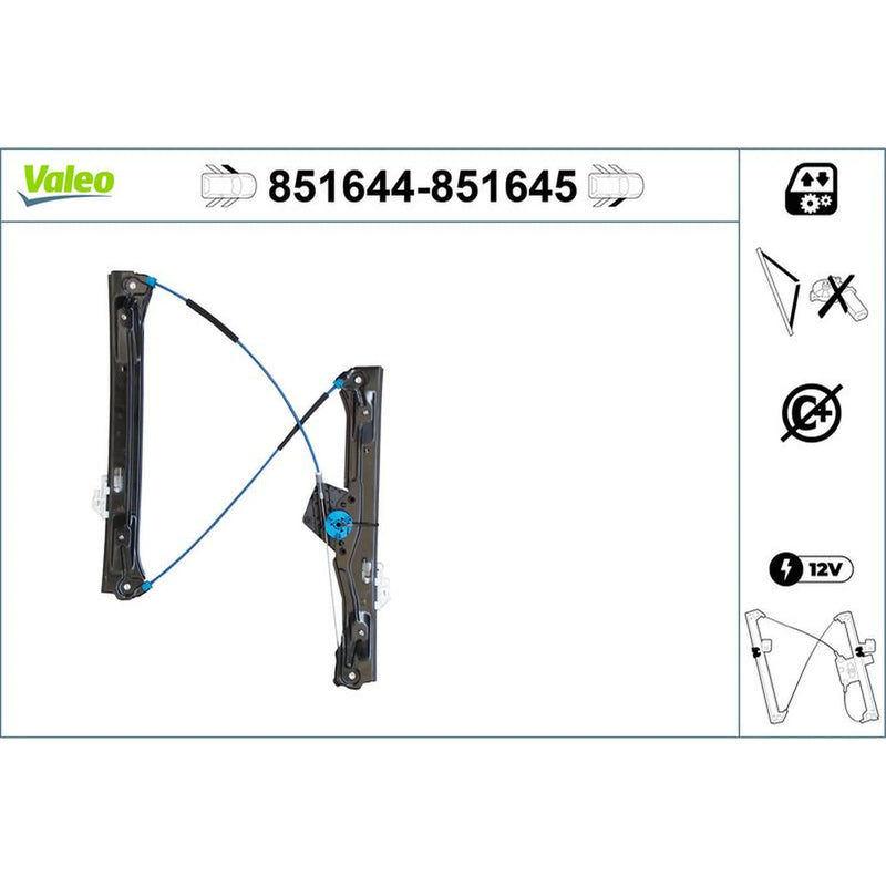 Valeo Electric Window Regulator Lifter Right Front 851645