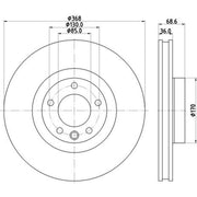 Mintex 2 x Vented Front Brake Discs MDC2531-x2