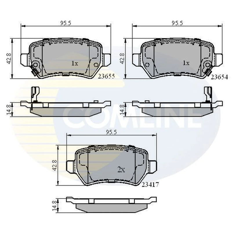 Comline 4 x Rear Brake Pad Set fits Chevrolet Corsa 2000-2002 1.7