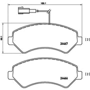 Brembo 4 x Front Brake Pad Set fits Citroën Relay III 2006-2023 2.0 2.2 3.0
